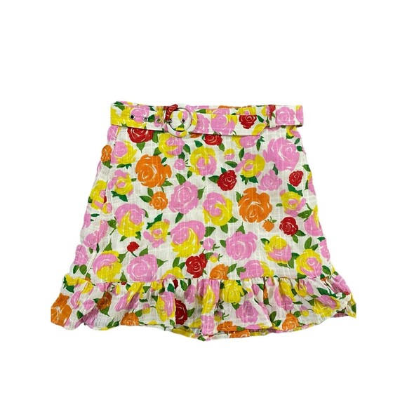 MANGO Pradera Colorful Floral Belted Skirt Lined‎ Size Small - Picture 2 of 8
